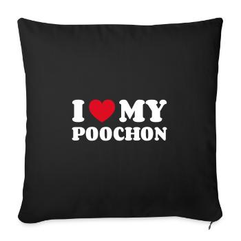 J’aime mon toutou - Housse de coussin décorative 45 x 45 cm - noir - Devant
