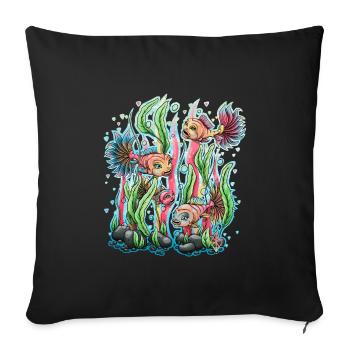 Nager avec les poissons - Housse de coussin décorative 45 x 45 cm - noir - Devant