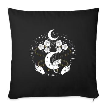 Mondbeschienene Harfenornamente - Sofakissenbezug 45 x 45 cm - Schwarz - Vorne