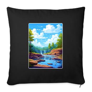Carte d’affiche de voyage du parc national de la vallée de Cuyahoga - Housse de coussin décorative 45 x 45 cm - noir - Devant
