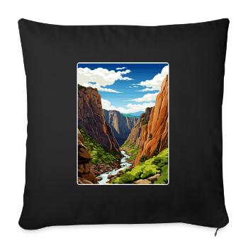 Black Canyon National Park Colorado Travel Poster - Sofa pillowcase 17,3'' x 17,3'' (45 x 45 cm) - black - Front