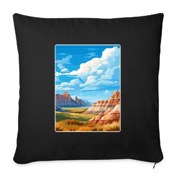 Badlands Nationalpark Reise Poster Souvenir WPA - Sofakissenbezug 45 x 45 cm - Schwarz - Vorne