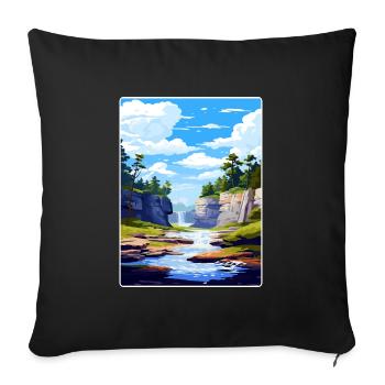 Carte d’affiche de voyage du parc national de la vallée de Cuyahoga - Housse de coussin décorative 45 x 45 cm - noir - Devant