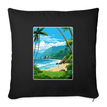 Carte d’affiche de voyage du parc national des Samoa américaines - Housse de coussin décorative 45 x 45 cm - noir - Devant