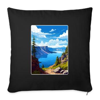 Crater Lake National Park Travel Poster Souvenir - Sofa pillowcase 17,3'' x 17,3'' (45 x 45 cm) - black - Front
