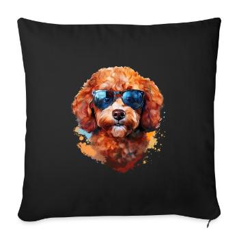 Small poodle with sunglasses - Sofa pillowcase 17,3'' x 17,3'' (45 x 45 cm) - black - Front