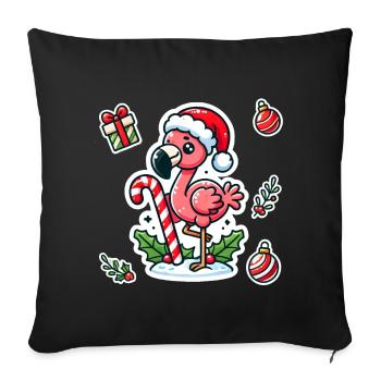 Festive Flamingo Fun - Sofa pillowcase 17,3'' x 17,3'' (45 x 45 cm) - black - Front