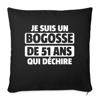homme de 51 ans / cadeau 51 ans / t-shirt 51 ans - Housse de coussin décorative 45 x 45 cm - noir - Devant