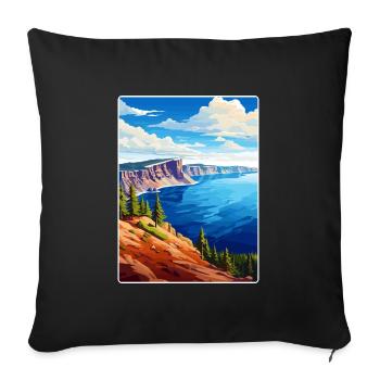 Crater Lake National Park Travel Poster Souvenir - Sofa pillowcase 17,3'' x 17,3'' (45 x 45 cm) - black - Front
