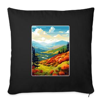 Affiche de voyage du parc national des Great Smoky Mountains - Housse de coussin décorative 45 x 45 cm - noir - Devant