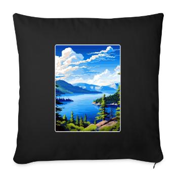 Crater Lake National Park Travel Poster Souvenir - Sofa pillowcase 17,3'' x 17,3'' (45 x 45 cm) - black - Front