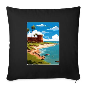 Affiche de voyage souvenir du parc national de Tortugas sèche - Housse de coussin décorative 45 x 45 cm - noir - Devant