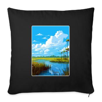 Affiche de voyage souvenir du parc national des Everglades - Housse de coussin décorative 45 x 45 cm - noir - Devant