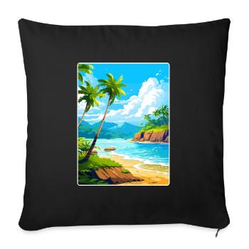 République dominicaine Carte d’affiche de voyage dans les Caraïbes - Housse de coussin décorative 45 x 45 cm - noir - Devant