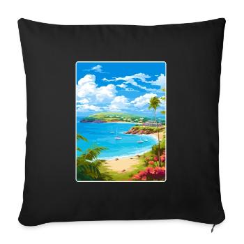 Antigua and Barbuda Caribbean Travel Poster Card - Sofa pillowcase 17,3'' x 17,3'' (45 x 45 cm) - black - Front