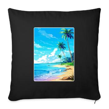 Île Caraïbes Voyage Poster Souvenir - Housse de coussin décorative 45 x 45 cm - noir - Devant