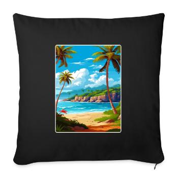 République dominicaine Carte d’affiche de voyage dans les Caraïbes - Housse de coussin décorative 45 x 45 cm - noir - Devant