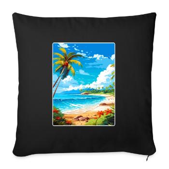 Barbade Caraïbes Voyage Affiche Souvenir Peinture WP - Housse de coussin décorative 45 x 45 cm - noir - Devant