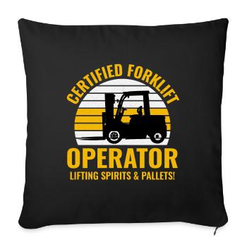 Conducteur de chariot élévateur Conducteur d’équipement lourd Drôle - Housse de coussin décorative 45 x 45 cm - noir - Devant