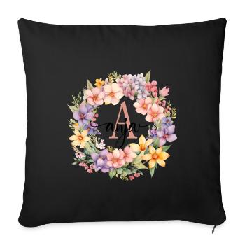 A| Monogram | Name | Anja | Watercolor | Colorful - Sofa pillowcase 17,3'' x 17,3'' (45 x 45 cm) - black - Front