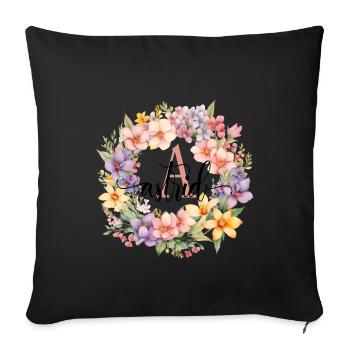 A| Monogram | Name | Astrid | Watercolor | Colorful - Sofa pillowcase 17,3'' x 17,3'' (45 x 45 cm) - black - Front