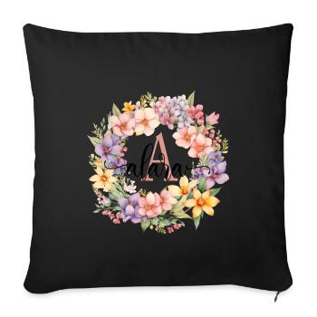 A| Monogramme | Nom | Alara | Aquarelle | Coloré - Housse de coussin décorative 45 x 45 cm - noir - Devant