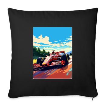 Affiche de voyage de la course automobile du circuit de Monza en Italie - Housse de coussin décorative 45 x 45 cm - noir - Devant