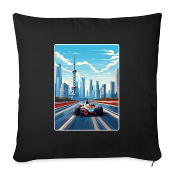 Shanghai Circuit Motorsport Race China Travel Card - Sofakissenbezug 45 x 45 cm - Schwarz - Vorne