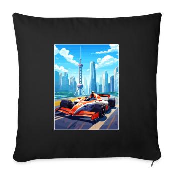 Shanghai Circuit Motorsport Race China Travel Card - Sofa pillowcase 17,3'' x 17,3'' (45 x 45 cm) - black - Front