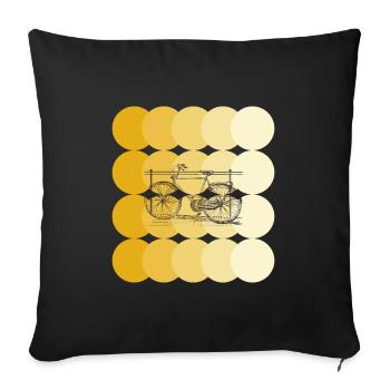 Vintage Bicycle and Yellow Circles Art - Sofa pillowcase 17,3'' x 17,3'' (45 x 45 cm) - black - Front