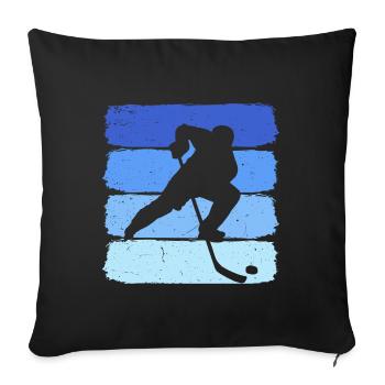 hockey sur glace hockey rétro joueur de hockey sur glace - Housse de coussin décorative 45 x 45 cm - noir - Devant
