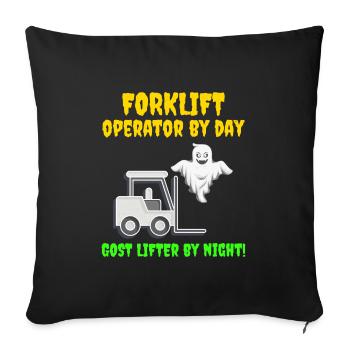 Halloween Ghost Forklift Operator Heavy Equipment - Sofa pillowcase 17,3'' x 17,3'' (45 x 45 cm) - black - Front