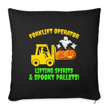 Halloween Ghost Forklift Operator Pumpkin Funny - Sofa pillowcase 17,3'' x 17,3'' (45 x 45 cm) - black - Front