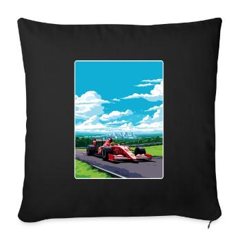 Design vif de voiture de course de formule - Housse de coussin décorative 45 x 45 cm - noir - Devant