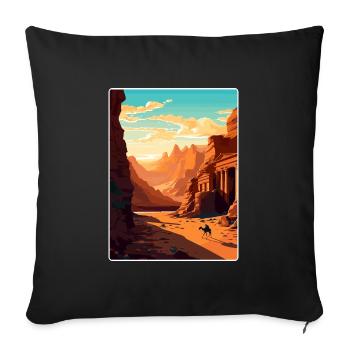 Petra Jordan Affiche de voyage Souvenir Carte Postale Peinture - Housse de coussin décorative 45 x 45 cm - noir - Devant