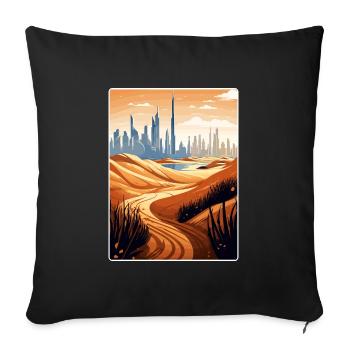Dubai United Arab Emirates Travel Poster Souvenir - Sofa pillowcase 17,3'' x 17,3'' (45 x 45 cm) - black - Front