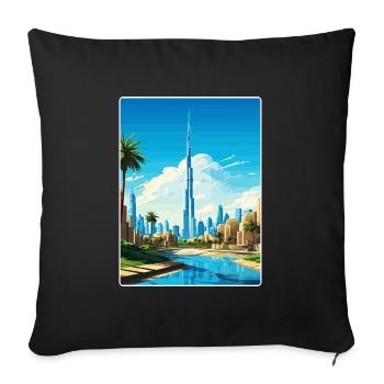 Dubai Skyline Illustration - Sofa pillowcase 17,3'' x 17,3'' (45 x 45 cm) - black - Front