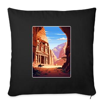 Petra Jordan Affiche de voyage Souvenir Carte Postale Peinture - Housse de coussin décorative 45 x 45 cm - noir - Devant