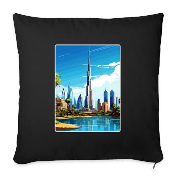 Dubai United Arab Emirates Travel Poster Souvenir - Sofa pillowcase 17,3'' x 17,3'' (45 x 45 cm) - black - Front