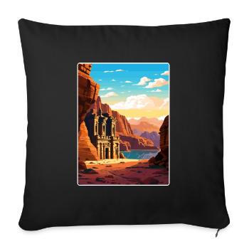 Petra Jordan Affiche de voyage Souvenir Carte Postale Peinture - Housse de coussin décorative 45 x 45 cm - noir - Devant