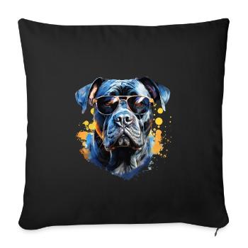 Cane Corso avec lunettes de soleil - Housse de coussin décorative 45 x 45 cm - noir - Devant