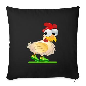 POULETS BANDE DESSINÉE COURSE À PIED - Housse de coussin décorative 45 x 45 cm - noir - Devant