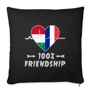 Hungary and France 100% friendship - Sofa pillowcase 17,3'' x 17,3'' (45 x 45 cm) - black - Front