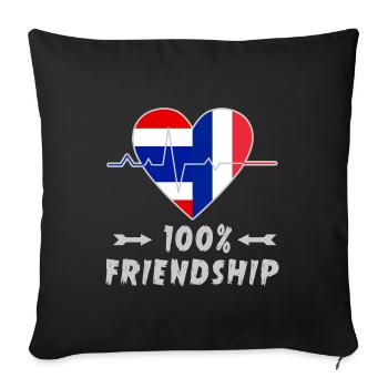 Thailand and France 100% friendship - Sofa pillowcase 17,3'' x 17,3'' (45 x 45 cm) - black - Front