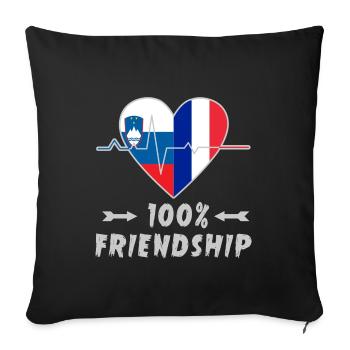 Slovenia and France 100% friendship - Sofa pillowcase 17,3'' x 17,3'' (45 x 45 cm) - black - Front