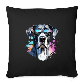 Great Dane with sunglasses - Sofa pillowcase 17,3'' x 17,3'' (45 x 45 cm) - black - Front