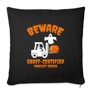 Halloween Ghost Forklift Operator Pumpkin Funny - Sofa pillowcase 17,3'' x 17,3'' (45 x 45 cm) - black - Front