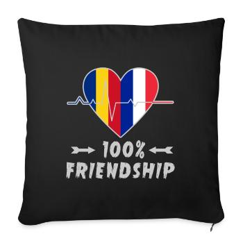 Portugal et France : amitié à 100 % - Housse de coussin décorative 45 x 45 cm - noir - Devant