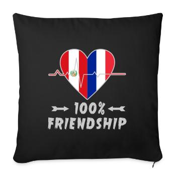 100 % amitié entre le Pérou et la France - Housse de coussin décorative 45 x 45 cm - noir - Devant