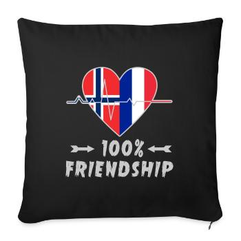 La Norvège et la France, une amitié à 100 % - Housse de coussin décorative 45 x 45 cm - noir - Devant